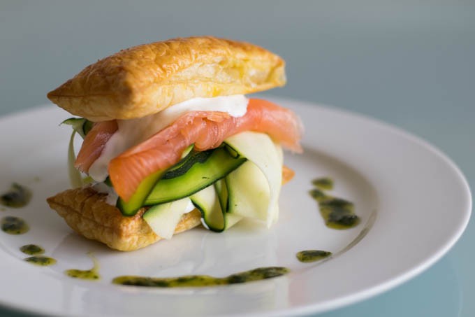 Hartige tompouce met gerookte zalm