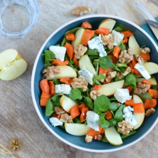 Salade met appel gorgonzola en geroosterde wortel - Anniepannie
