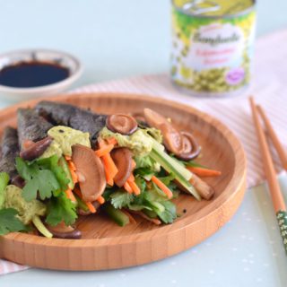 Norirolletjes met edamamecreme en gemarineerde shiitakes - Anniepannie