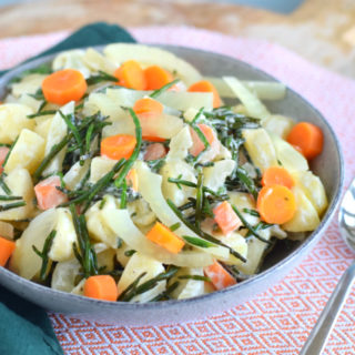 Aardappelsalade met zeekraal venkel en wortel - Anniepannie