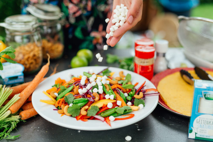 Regenboog salade met geitenkaas - Anniepannie