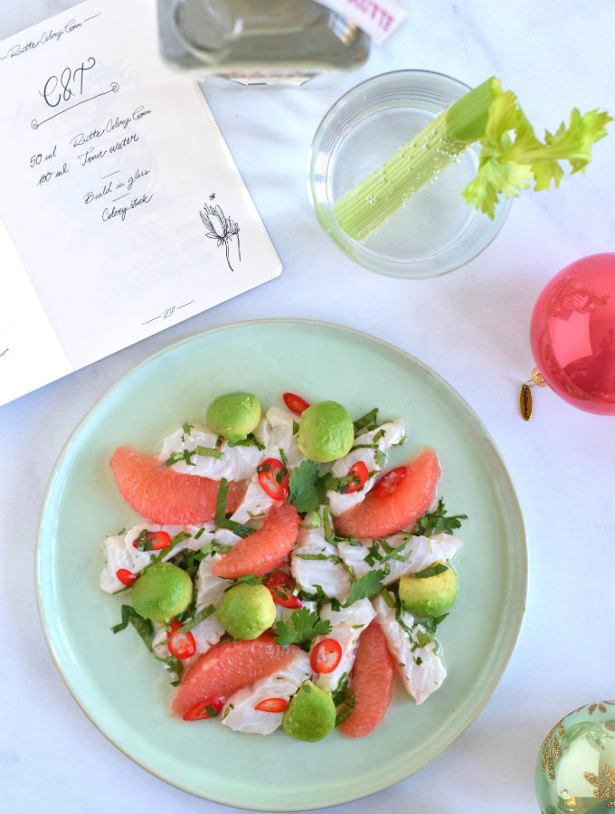 Ceviche van zeebaars met gin grapefruit en avocado - Anniepannie