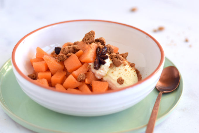 Dessert met kweeperen en speculaaskruim - Anniepannie