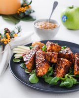 Gebakken tempeh met appel chutney