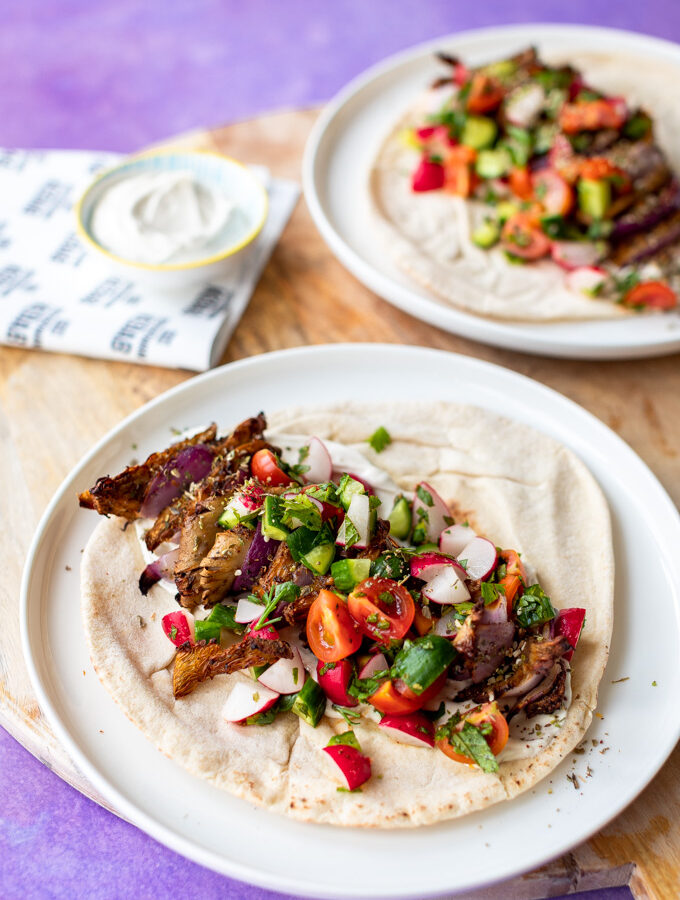 Oesterzwammen kebab met yoghurtsaus - ANNIEPANNIE