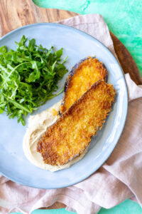 Aubergine schnitzel met boterbonenpuree - ANNIEPANNIE