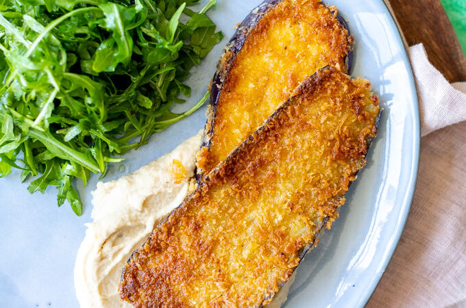 Aubergine schnitzel met boterbonenpuree - ANNIEPANNIE